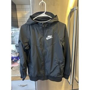 Nike Youth Wind Breaker Full Zip Hood Black SzL Unisex/lady S, Hiking Camp Sport